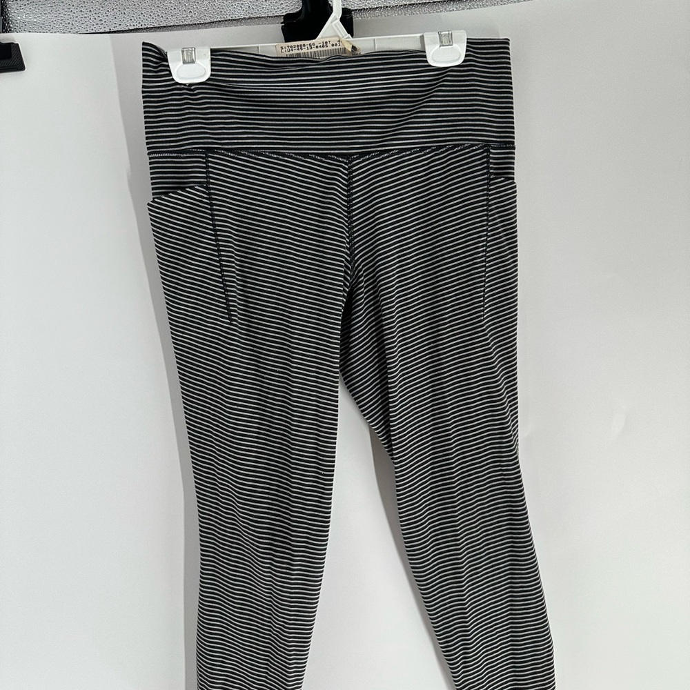 Athleta Striped Black and White Leggings